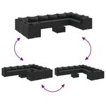 vidaXL Salon de jardin 11 Pièces avec coussins noir résine tressée