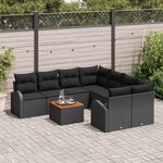 vidaXL Ensemble de canapé de jardin 9 Pièces Noir