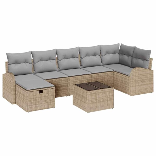 vidaXL Ensemble de canapé de jardin 8 Pièces beige et gris clair