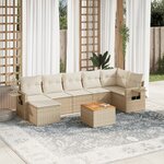vidaXL Salon de jardin avec coussins 8 Pièces beige résine tressée