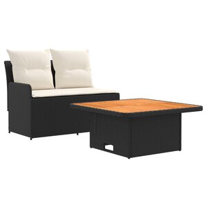vidaXL Canapé de jardin avec accoudoirs et table relevable 2 Pièce