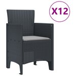 Ensemble de salle à manger de jardin 13 pièces avec coussins Anthracite en poly rattan