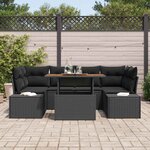 vidaXL Ensemble de canapé de jardin 7 Pièces Noir Poly rotin