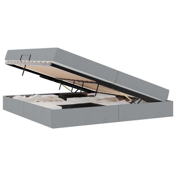 vidaXL Lit avec rangement et matelas Gris clair 200 x 200 cm Polyester