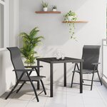 vidaXL Set de jardin 3 pièces gris rotin PE