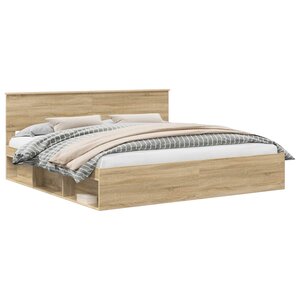 vidaXL Cadre de lit avec tête de lit Sonoma 200 x 200 cm Pin massif