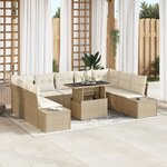 vidaXL Ensemble de canapé de jardin de 10 pièces avec coussins beige en poly rotin