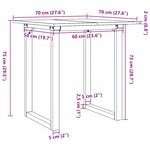 vidaXL Table à manger cadre en O 70x70x75 cm bois de pin massif acier