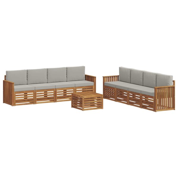 vidaXL Ensemble de canapés d'extérieur 9 pc Naturel et gris clair