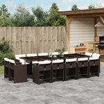 vidaXL Ensemble à manger de jardin avec coussins 15 Pièces marron rotin