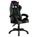 Chaise fauteuil siège pivotante de bureau informatique étude de jeux vidéo avec LED RVB et similicuir gris 02_0024206