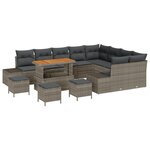 Canapé de jardin 13 pièces avec coussins Gris Poly Rotin Acacia