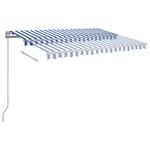 vidaXL Auvent manuel rétractable avec LED 350x250 cm Bleu et blanc