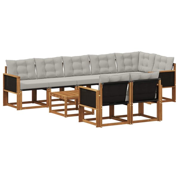 vidaXL Ensemble de canapés d'extérieur 9 pc Naturel et gris clair