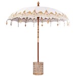 vidaXL Parasol balinais 260 2 Pièces Crème Coton et bois massif
