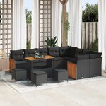 vidaXL Ensemble de canapé de jardin avec coussin 13 Pièces Noir