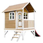 AXI Cabane enfant TOM Brun Blanc avec toboggan Rouge