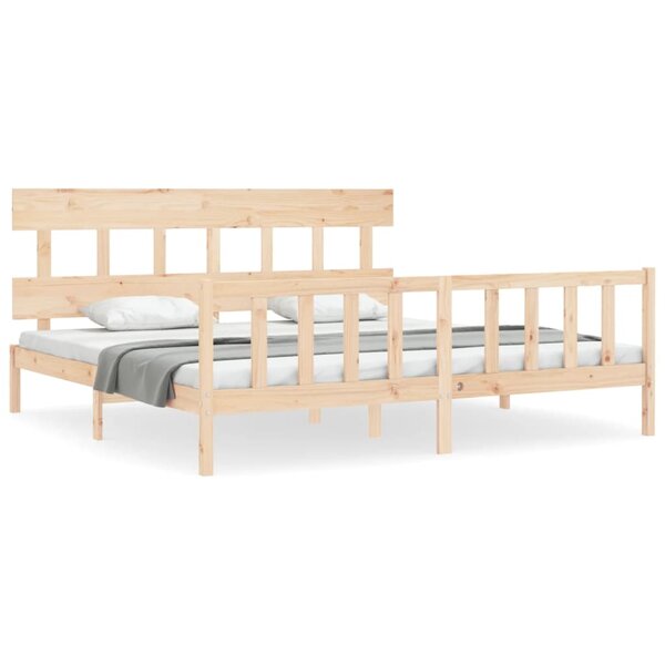 vidaXL Cadre de lit avec tête de lit Super King Size bois massif