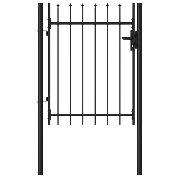 vidaXL Portillon simple porte avec dessus à pointe Acier 1x1 2 m Noir