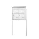 Bloc collectif Leabox  2x2  grade 3  simple face  extérieur  fixation sur pieds à sceller  blanc neige  ral 9016 finition brillante