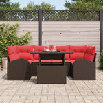 vidaXL Ensemble de canapé de jardin avec coussin 7 Pièces Marron et rouge