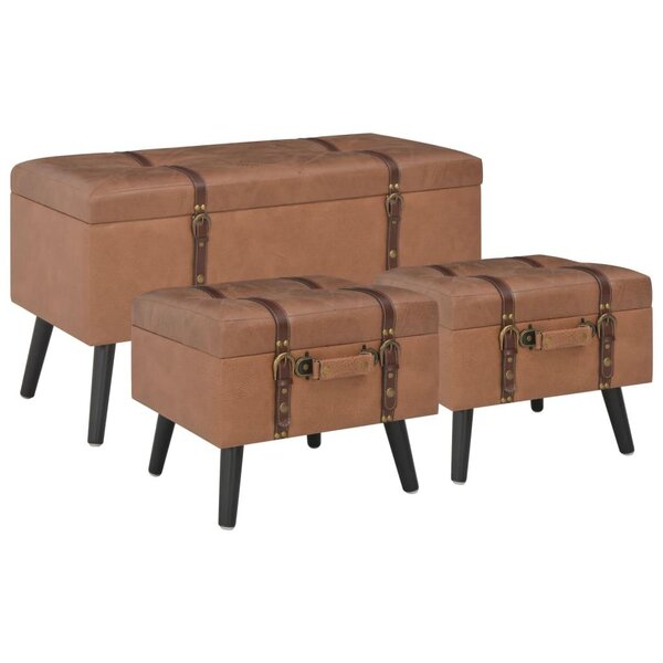Banquette pouf tabouret meuble tabourets de rangement 3 Pièces marron synthétique 3002180