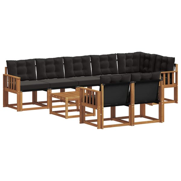 vidaXL Ensemble de canapés d'extérieur 9 pc Naturel et Noir