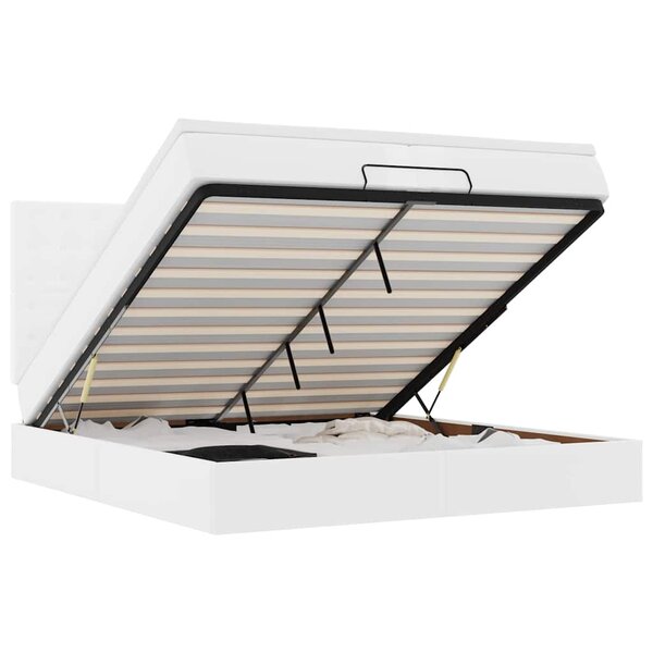 VidaXL Cadre de lit ottoman avec matelas blanc 200x200 cm similicuir