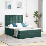 vidaXL Lit avec rangement et matelas Vert foncé 140 x 190 cm Velours
