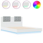 vidaXL Cadre de lit avec tête de lit et lumières LED blanc 140x190 cm