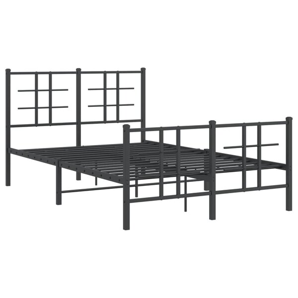 vidaXL Cadre de lit métal avec tête de lit/pied de lit noir 120x190 cm