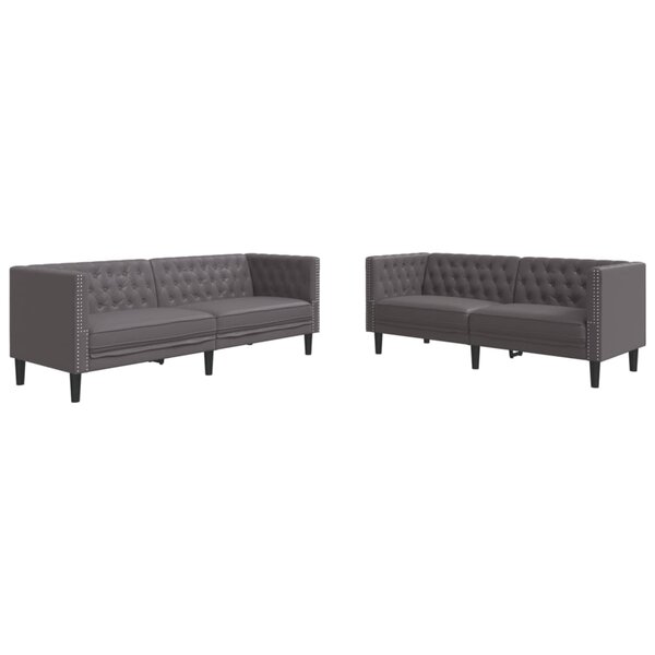 vidaXL Ensemble de canapé Chesterfield 2 Pièces gris similicuir