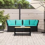vidaXL Canapé de jardin avec coussins Noir Résine tressée