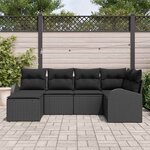 vidaXL Ensemble de Canapés avec coussin 6 Pièces Noir polyrotin