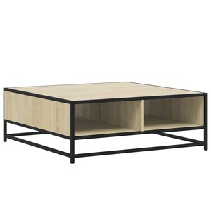 vidaXL Table basse chêne sonoma 80x80x30 cm bois d'ingénierie et métal