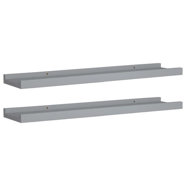 vidaXL Étagères à rebord pour cadre photo 2 Pièces Gris 60x9x3 cm MDF