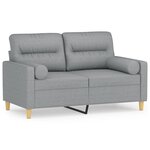 vidaXL Canapé 2 places avec oreillers gris clair 120 cm tissu