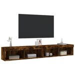 vidaXL Meubles TV avec lumières LED 2 Pièces chêne fumé 100x30x30 cm