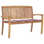 vidaXL Banc de jardin empilable et coussin 128 5cm Bois de teck massif