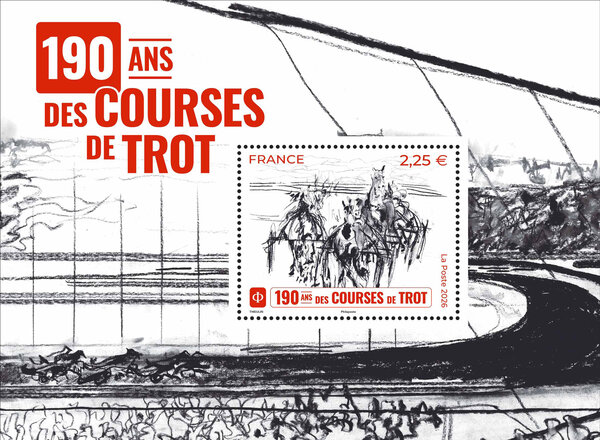 Bloc 1 timbre - 190 ans des courses de trot - Lettre Internationale