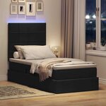 vidaXL Lit avec rangement et LED avec LED Noir 90 x 190 cm Polyester