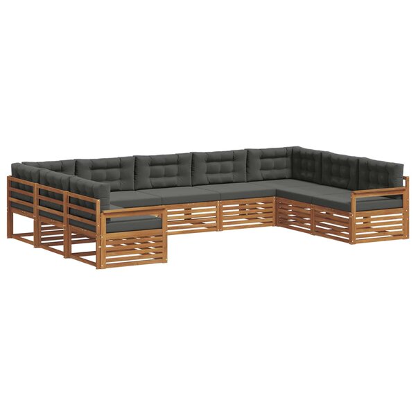 vidaXL Ensemble de canapés d'extérieur 9 pc Naturel et Anthracite