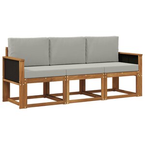 vidaXL Ensemble de canapés d'extérieur 3 pc Naturel et gris clair