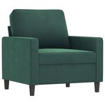 vidaXL Ensemble de canapés 3 Pièces avec coussins Vert foncé Velours