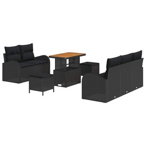 vidaXL Ensemble de canapé de jardin 8 Pièces Noir 90 x 55 x 71 cm