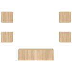 vidaXL Meuble TV muraux 5 Pièces avec lumières LED chêne sonoma