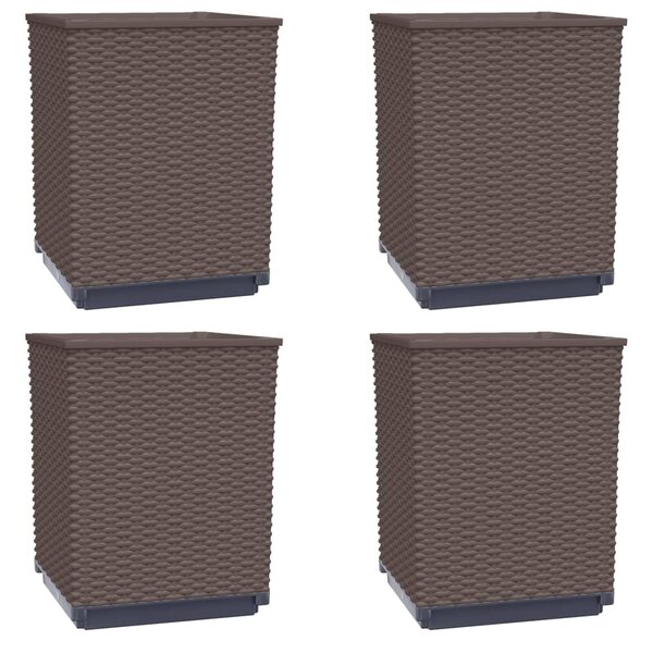 vidaXL Jardinières 4 Pièces marron 30x30x37 cm polypropylène