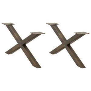 vidaXL Pieds de table basse en forme de X  2 pièces  acier naturel  70 x (30-31) cm
