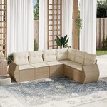 vidaXL Salon de jardin avec coussins 6 Pièces beige résine tressée