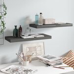vidaXL Étagère murale flottante 2 Pièces Gris brillant 60x23 5x3 8 cm MDF